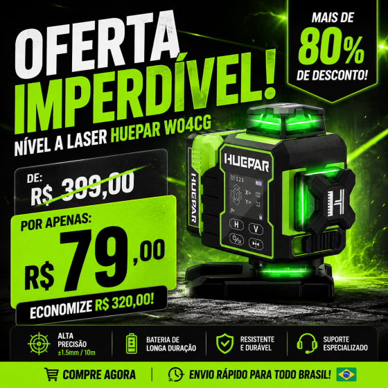 Nível Laser 4D 16 Linhas Profissional com Controle via Aplicativo + Maleta de Transporte